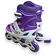 Роликовые коньки ролики раздвижные с защитой и шлемом 4002BT Фиолетовый, фото 5