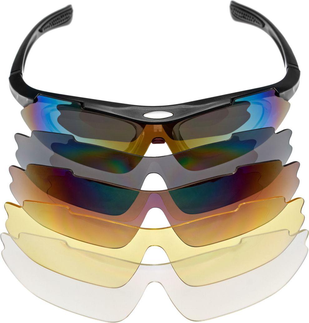 Очки спортивные солнцезащитные с 5 сменными линзами в чехле, черные - фото 2 - id-p225465363