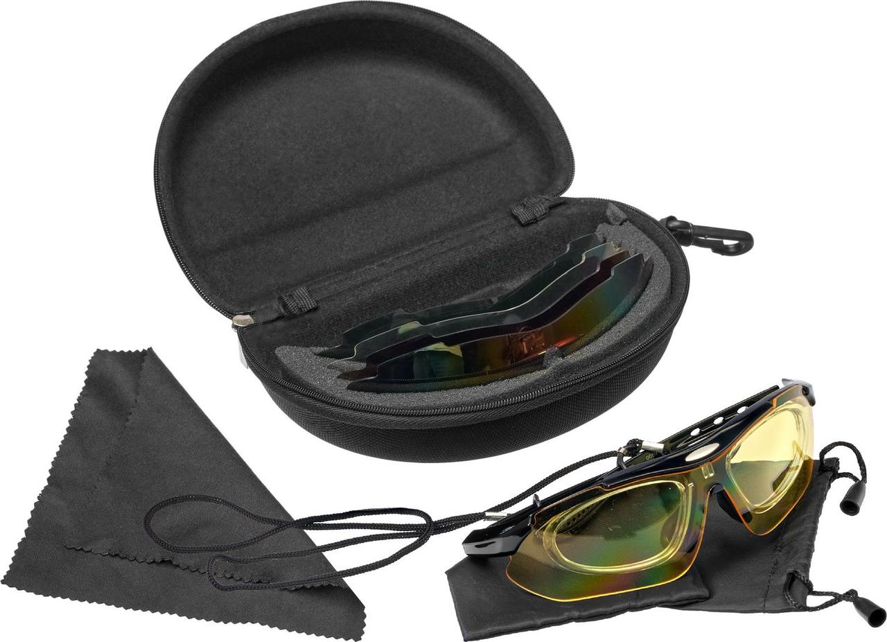 Очки спортивные солнцезащитные с 5 сменными линзами в чехле, черные - фото 9 - id-p225465363
