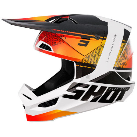 Шлем кроссовый SHOT FURIOS ELECTRON белый/черный/оранжевый перламутр глянцевый - фото 1 - id-p225465808