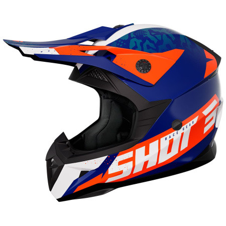 Шлем кроссовый SHOT PULSE AIRFIT синий/белый/оранжевый глянцевый