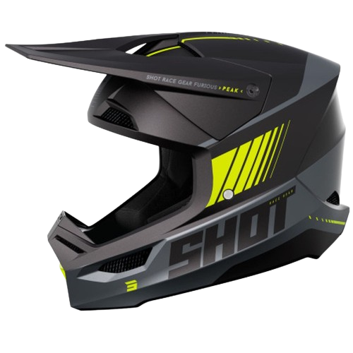 Шлем кроссовый SHOT FURIOS PEAK черный/серый/Hi-Vis желтый матовый