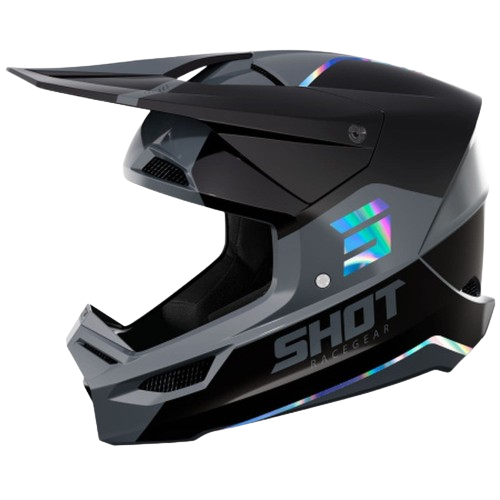 Шлем кроссовый SHOT FURIOS BOLT черный/серый/голография глянец