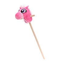 Мягкая игрушка "Конь-скакун" на палке, цвет розовый