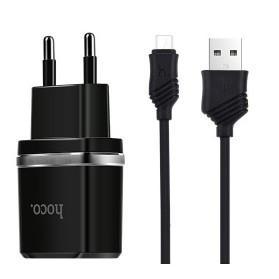 HOCO HC-64114 C12/ Сетевое ЗУ + Кабель Micro 1m/ 2 USB/ Выход: 12W/ Black - фото 1 - id-p225469039