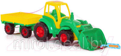 Трактор игрушечный Полесье Чемпион с ковшом и прицепом / 0520 - фото 7 - id-p225477100