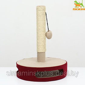 Когтеточка-столбик на подставке, основание - игрушка с шариком, 34 х 46 см, бордо
