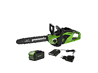 Пила цепная аккумуляторная GreenWorks GD40CS15 40В 35см бесщеточная (в комплекте с АКБ 2 а/ч и ЗУ)