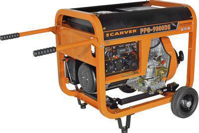 Дизельный генератор CARVER PPG- 9000DE, 220/12 В, 7.5кВт, на колёсах с АКБ [01.020.00024] - фото 4 - id-p223665992