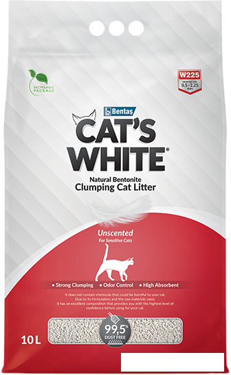 Наполнитель для туалета Cat's White Unscented 10 л - фото 1 - id-p225268670