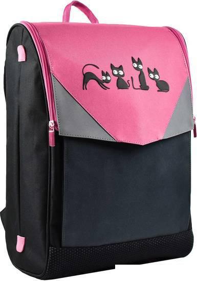 Школьный рюкзак Феникс+ Кошки 54141 (черный/розовый) - фото 1 - id-p225366224