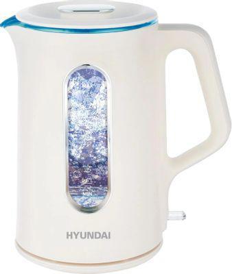 Чайник электрический Hyundai HYK-G8888, 1700Вт, кремовый и прозрачный - фото 1 - id-p225151652