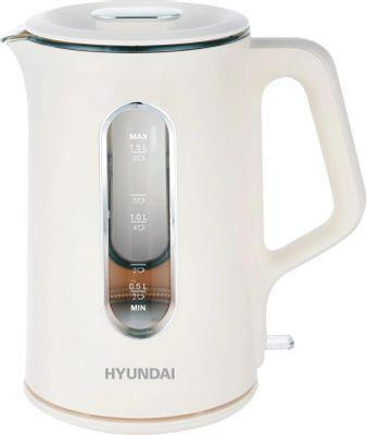 Чайник электрический Hyundai HYK-G8888, 1700Вт, кремовый и прозрачный - фото 2 - id-p225151652