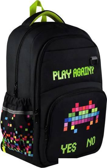 Школьный рюкзак Феникс+ Цифровая атака 59278 (черный/зеленый) - фото 1 - id-p225366236