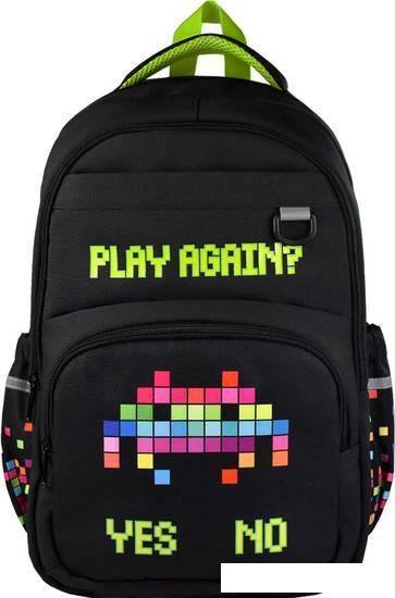 Школьный рюкзак Феникс+ Цифровая атака 59278 (черный/зеленый) - фото 2 - id-p225366236
