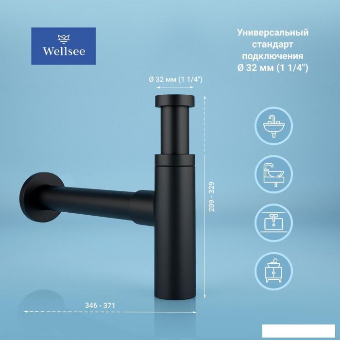 Сифон для раковины Wellsee Drainage System 182120000 (Ø 32 мм (1 1/4"); длина 346-371 мм; матовый черный) - фото 2 - id-p225463983