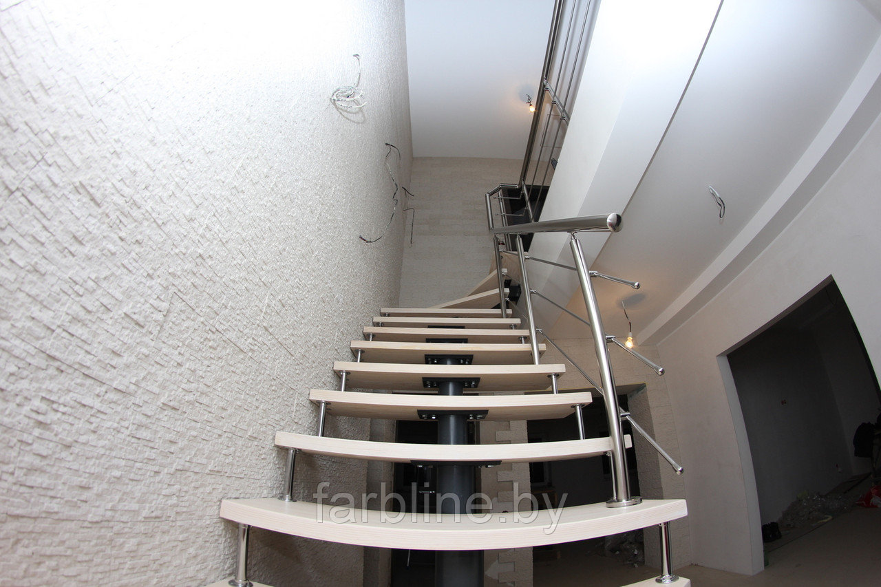Модульная лестница в дом на 15 ступеней с ограждением. - фото 2 - id-p32826434