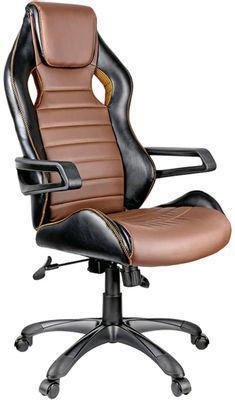 Кресло игровое HELMI Drift, на колесиках, эко.кожа, черный/коричневый/оранжевый [274808] - фото 1 - id-p225192768