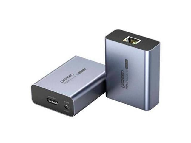 Ugreen CM455 HDMI Extender by RJ45 Cable Transmitter + Receiver Grey 20519 - фото 1 - id-p225270369