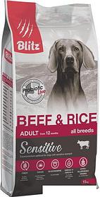 Сухой корм для собак Blitz Sensitive Adult All Breeds Beef & Rice (с говядиной и рисом) 15 кг