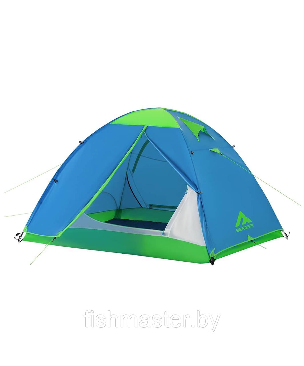 Палатка Berger Hiking Brio 3 цвет голубой трехместная - фото 1 - id-p225481254