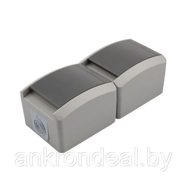 Блок вертикальный 2 розетки (керамика) INDUSTRIAL IP54 с заземлением, о/у, серый KRANZ - фото 1 - id-p225483741