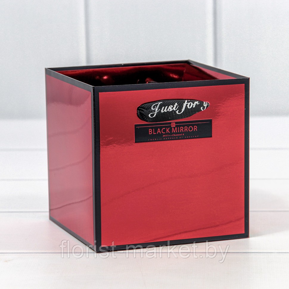 Коробка-пакет Black Mirror с ручками, 12*12*12 см, красный