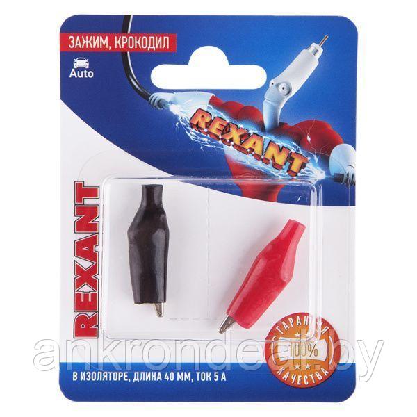 Зажим крокодил в изоляторе REXANT, длина 40 мм, ток 5A, 2 шт. - фото 1 - id-p225484197