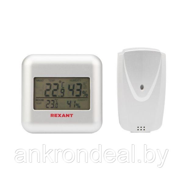 Термометр электронный REXANT S3341BF с часами и беспроводным выносным датчиком - фото 1 - id-p225484291