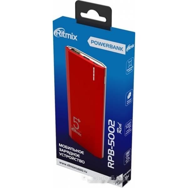 Портативное зарядное устройство Ritmix RPB-5002 (красный) - фото 3 - id-p225486241