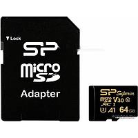 Карта памяти Silicon Power Superior Golden A1 microSDXC SP064GBSTXDV3V1GSP 64GB