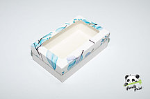 Коробка с прозрачным окном 120х200х60 Настроение свежести голубая (белое дно)