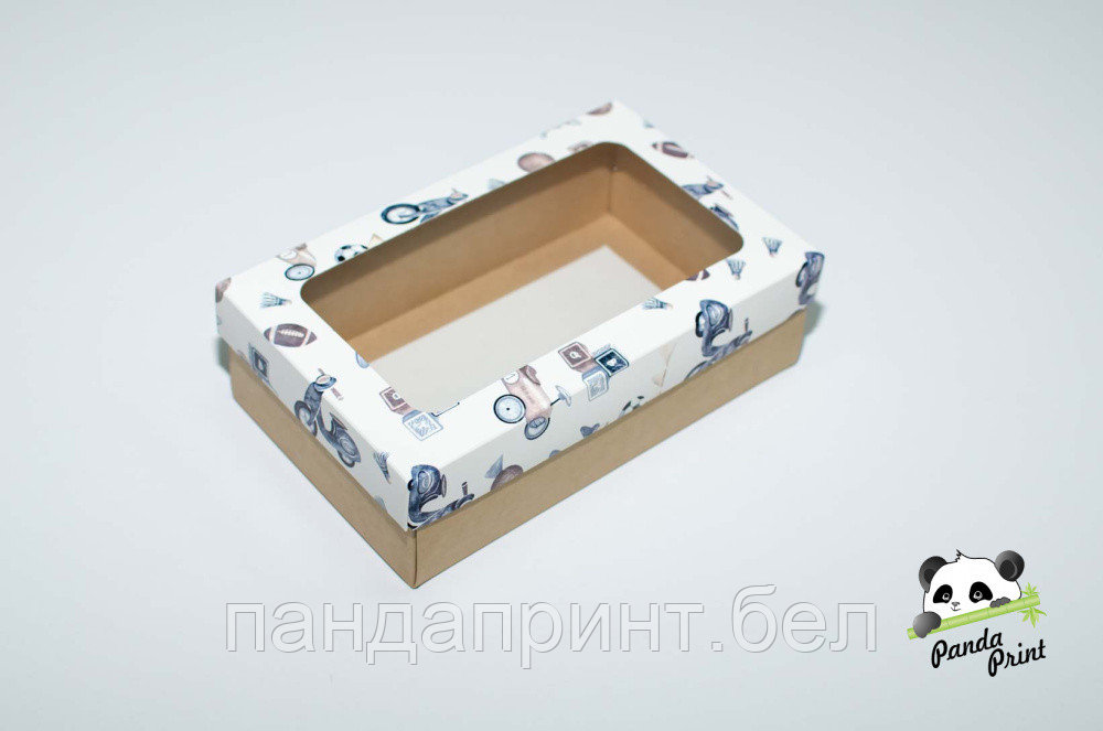 Коробка с прозрачным окном 120х200х60 Детские игрушки (крафт дно)
