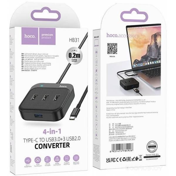 USB-хаб Hoco HB31 USB Type-C (4 x USB 3.2 Gen1, 0.2 м) - фото 3 - id-p225486507