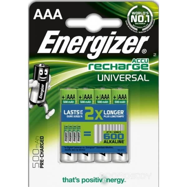 Аккумулятор Energizer Recharge Universal AAA 500mAh 4 шт. - фото 1 - id-p225486511