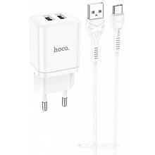Сетевое зарядное Hoco N25 USB Type-C (белый)