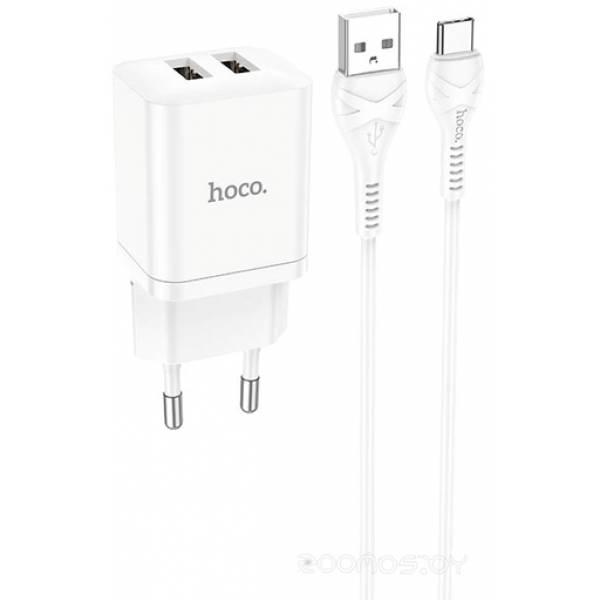Сетевое зарядное Hoco N25 USB Type-C (белый) - фото 1 - id-p225486529