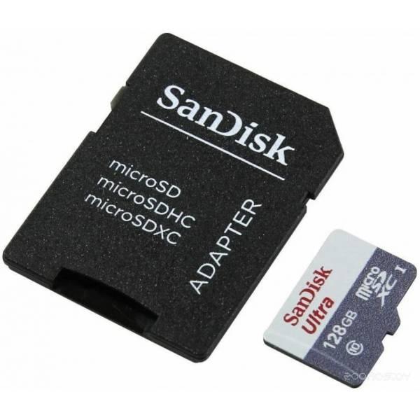 Карта памяти SanDisk Ultra microSDXC SDSQUNR-128G-GN6TA 128GB (с адаптером) - фото 1 - id-p225486599