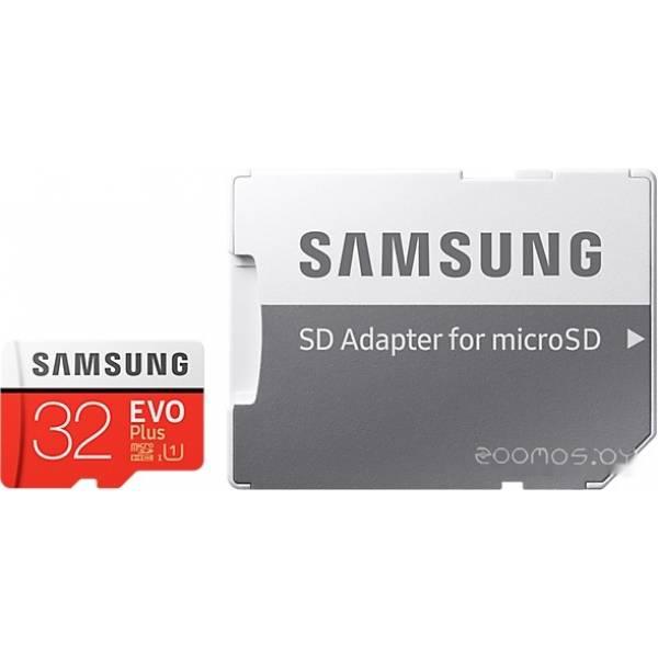 Карта памяти Samsung EVO Plus microSDHC 32GB + адаптер - фото 1 - id-p225487586