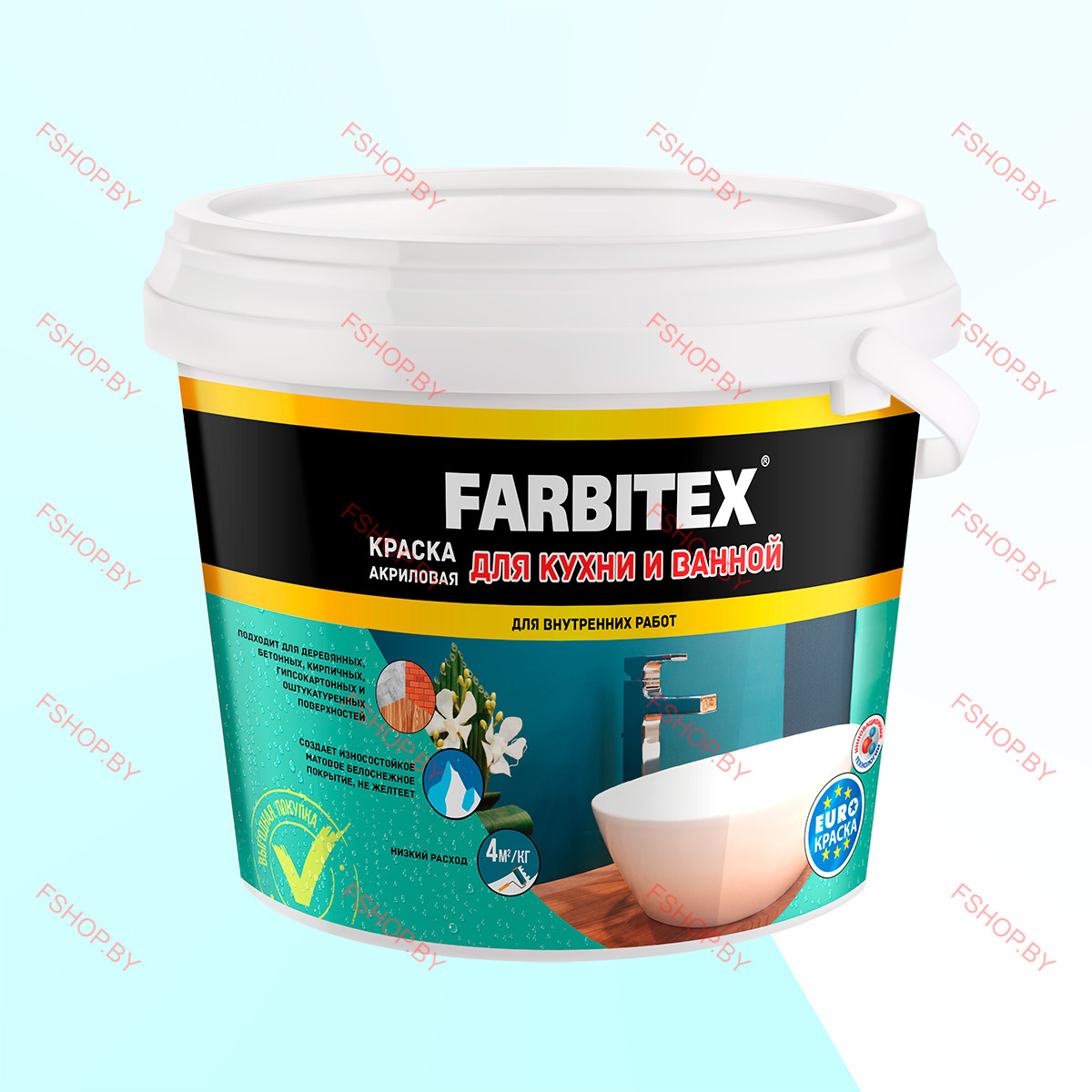 Краска на кухню и ванную комнату акриловая Farbitex - 3 кг - фото 1 - id-p225496045