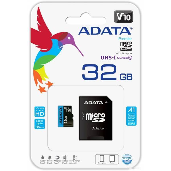 Карта памяти A-Data Premier AUSDH32GUICL10A1-RA1 microSDHC 32GB (с адаптером) - фото 4 - id-p225491864