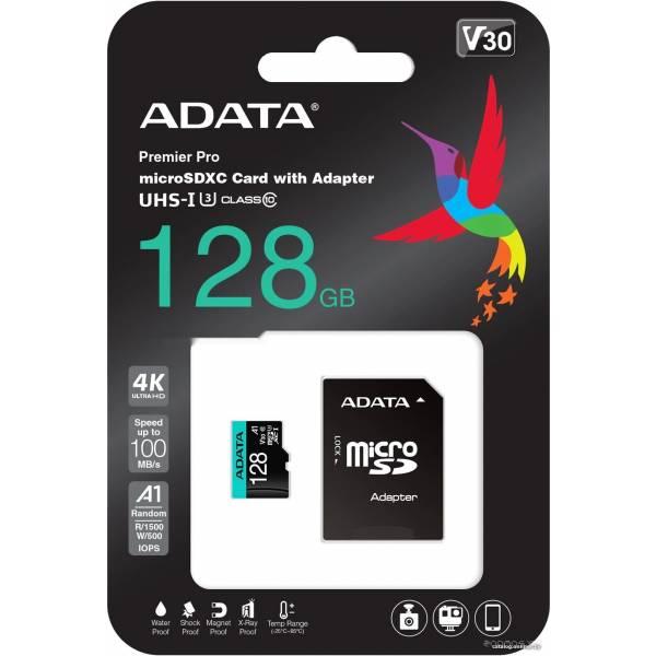 Карта памяти A-Data Premier Pro AUSDX128GUI3V30SA2-RA1 microSDXC 128GB (с адаптером) - фото 3 - id-p225491869