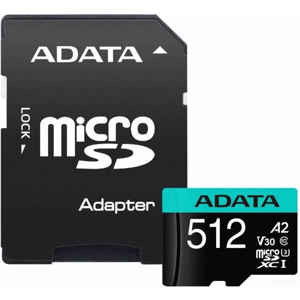 Карта памяти A-Data Premier Pro AUSDX512GUI3V30SA2-RA1 microSDXC 512GB (с адаптером) - фото 1 - id-p225491871