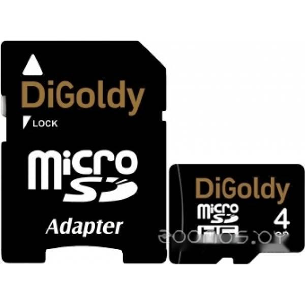 Карта памяти Digoldy microSDHC (Class 10) 4GB + адаптер [DG004GCSDHC10-AD] - фото 1 - id-p225491877