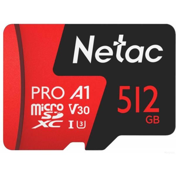 Карта памяти Netac MicroSDXC 512GB V30/A1/C10 Netac P500 Extreme Pro с адаптером - фото 1 - id-p225491904