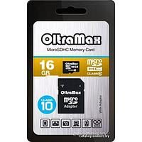 Карта памяти OltraMax microSDHC Class 10 16GB +адаптер