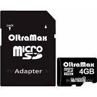 Карта памяти OltraMax microSDHC Class 10 4GB +адаптер