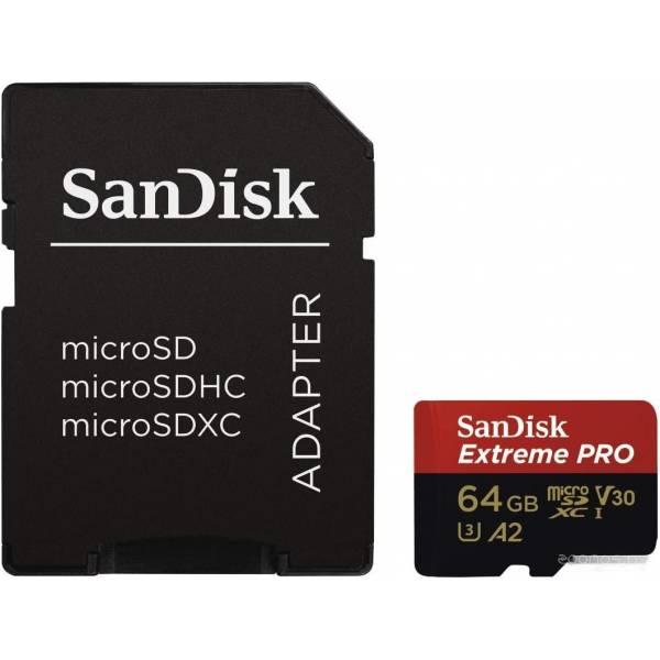 Карта памяти SanDisk Extreme PRO microSDXC SDSQXCU-064G-GN6MA 64GB (с адаптером) - фото 1 - id-p225491929