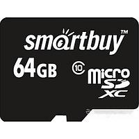 Карта памяти SmartBuy microSDXC (Class 10) 64GB + SD-адаптер (SB64GBSDCL10-01)