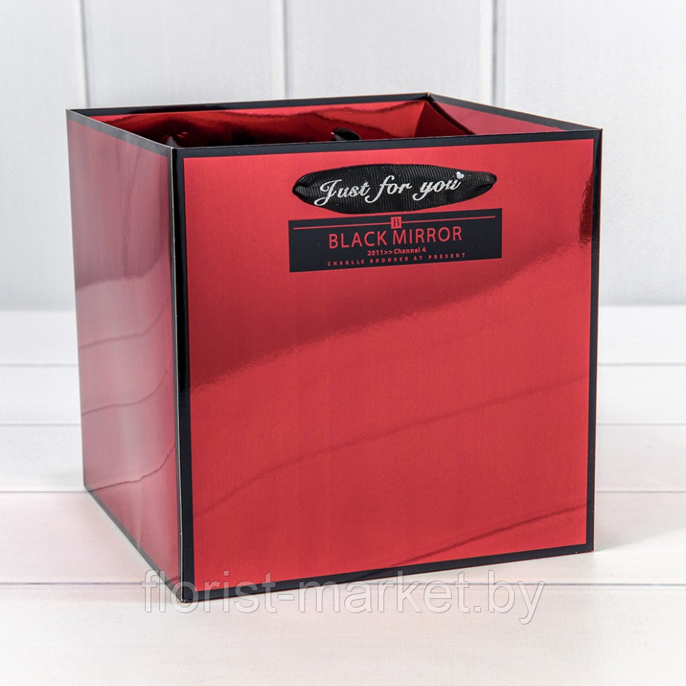 Коробка-пакет Black Mirror с ручками, 18*18*18 см, красный - фото 1 - id-p225497568